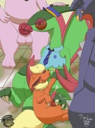 absurd_res anthro ass balls bodily_fluids canid canine claws clothed clothing cum cum_on_feet digital_media_(artwork) dragon eeveelution erection feet feral flareon flygon foot_fetish foot_play fur garchomp generation_1_pokemon generation_2_pokemon generation_3_pokemon generation_4_pokemon genital_fluids genitals granbull group hi_res jay_(flygonsexpress) male male/male mammal mythological_creature mythological_scalie mythology nintendo open_mouth oral penis pokemon pokemon_(species) scalie sex smile solo tail the_line_goat toes tongue wings