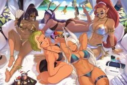 7girls abs animal_ears beach bed bikini bleach breasts dark_skinned_female dumptruck_ass fat_ass fat_breasts fate_(series) female fire_emblem flat_belly huge_breasts laegjarn_(fire_emblem) large_breasts meziosaur miruko multiple_girls my_hero_academia nessa_(pokemon) nitocris_(fate) nitocris_(swimsuit_assassin) ocean pokemon_swsh pov sand shihouin_yoruichi six_pack the_legend_of_zelda:_breath_of_the_wild timerra_(fire_emblem) urbosa