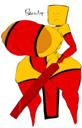 1girls areolae bald big_breasts brawler_(rogue_blade) breasts character_name clothing female nipple_bulge nipples red_clothing roblox roblox_game robloxian rogue_blade source_request tagme thestarrijennis thick_thighs thighs weapon white_eyes yellow_skin