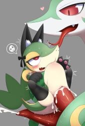 2_penises absurd_res animal_genitalia animal_penis anthro biped blush bodily_fluids cat_costume clothing costume cum cum_in_vagina cum_inside cute_fangs duo erection eyelashes fangs female female_penetrated feral forked_tongue generation_5_pokemon genital_fluids genitals green_body grey_background heart_eyes heart_symbol hemipenes hi_res impregnation kalu_fox male male/female male_penetrating male_penetrating_female multi_genitalia multi_penis multicolored_body nintendo open_mouth penetration penile penile_penetration penis pokemon pokemon_(species) red_eyes serpentine serperior sex simple_background snivy speech_bubble sweat teeth tongue vaginal_penetration vaginal_penetration white_body yellow_body