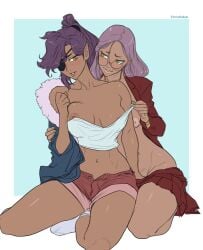 2girls areolae bare_belly bare_breasts bare_calves bare_chest bare_hands bare_hips bare_knees bare_legs bare_midriff bare_navel bare_nipples bare_shoulders bare_skin bare_thighs bare_tits bare_torso belly belly_button blue_background blush blush_face blushing_at_another blushing_at_partner blushing_female blushing_lines breasts brown-skinned_female brown_skin brown_skinned_female calves collarbone curvaceous curvaceous_body curvaceous_female curvaceous_figure curvaceous_hips curvy curvy_body curvy_female curvy_figure curvy_hips dark-skin dark-skinned_female dark_skin dark_skinned dark_skinned_female digital_drawing digital_media ebony ebony_female exposed_belly exposed_breasts exposed_chest exposed_hips exposed_legs exposed_midriff exposed_navel exposed_nipples exposed_shoulders exposed_skin exposed_thighs exposed_tits exposed_torso exposing exposing_breasts exposing_chest exposing_nipple feet female female_focus female_only finger_in_pussy fingering fingering_partner fingernails fingers fondling_pussy full_body glasses glasses_on_face glasses_on_head groin hair_over_one_eye half_naked half_nude high_resolution highres hourglass_figure knees large_breasts lean_figure legs lesbian_focus lesbian_only lips long_hair medium_breasts midriff multiple_females multiple_girls mutual_yuri naked naked_female naked_woman narrow_waist navel nipples nude nude_female nudity original original_art original_artwork original_character original_characters parted_bangs parted_lips pointy_ears ponytail purple_eyebrows purple_hair purple_hair_female pussy semi_nude shoulders showing_breasts showing_chest showing_nipple simple_background sitting slender_body slender_waist slim_waist smile smiley_face smiling smiling_at_another smiling_at_partner thick_thighs thighs torashu-kun undressing_another undressing_partner vaginal_stimulation wide_hips yellow_eyes yellow_eyes_female yuri