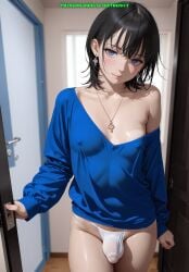 1futa ai_generated balls breasts dickgirl doorway futanari intersex male meybekity open_door panties penis trap yaoi