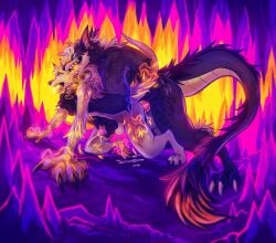 absurd_res all_fours allosaurus_(artist) anal animal_genitalia animal_penis anthro anthro_penetrated anthro_penetrator back_grab bite bodily_fluids canid canine canine_genitalia canine_penis canis claws cum cum_inside dom/sub dominant_top dragon duo explicit fangs genital_fluids genitals grabbing growling hi_res horn hybrid junji_ito_(copyright) kiba_uzumaki knot long_tail male male/male mammal mythological_creature mythological_scalie mythology penetration penis piercing scalie spikes submissive_bottom tail teeth transformation transformation_through_sex uzumaki wholeote wolf