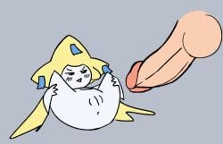 anthro balls darkpatito digital_media_(artwork) duo erection female generation_3_pokemon genitals human humanoid imminent_sex jirachi legendary_pokemon male male/female mammal nintendo penis pokemon pokemon_(species) simple_background
