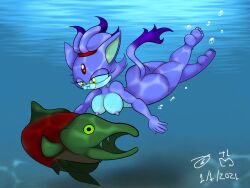 1girls ass blaze_the_cat booty breasts feline female nude salmon sega sonic_(series) sonic_rush sonic_the_hedgehog_(series) swimming the1stmoyatia underwater