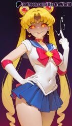 1girls 2025 ai_generated artist_name bishoujo_senshi_sailor_moon blonde_hair blue_sailor_collar blue_skirt breasts bust chest choker circlet cosplay cum double_bun earrings elbow_gloves electroworld female gloves glowing gradient_background hand_on_hip heart heart_choker hi_res high_quality high_resolution highres jewelry long_hair magical_girl patreon patreon_username pleated_skirt possessed red_choker sailor_collar sailor_moon sailor_senshi_uniform skirt solo stable_diffusion tiara twintails usagi_tsukino very_long_hair watermark white_gloves