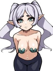 1girls bare_arms bare_belly bare_breasts bare_chest bare_hands bare_midriff bare_navel bare_shoulders bare_skin bare_tits bare_torso belly belly_button blush blush_face blushing_at_viewer blushing_female blushing_lines breasts collarbone cross_pasties curvaceous curvaceous_body curvaceous_female curvaceous_figure curvaceous_hips curvy curvy_body curvy_female curvy_figure curvy_hips digital_drawing digital_media elf elf_ear elf_ears elf_female elf_girl embarrassed embarrassed_exposed_female embarrassed_expression embarrassed_female embarrassed_nude_female exposed_arms exposed_belly exposed_breasts exposed_chest exposed_midriff exposed_navel exposed_shoulders exposed_skin exposed_tits exposed_torso female female_focus female_only flustered flustered_female frieren green_eyes green_eyes_female green_pasties grey_eyebrows grey_hair grey_hair_female groin half_naked half_nude high_resolution highres hourglass_figure lean_figure leaning_forward long_hair looking_at_viewer medium_breasts midriff naked naked_female naked_woman narrow_waist navel nipple_pasties nude nude_female nudity oninuer parted_bangs pasties petite petite_body petite_breasts petite_female petite_girl petite_tits pointy_ears semi_nude shoulders silver_hair silver_hair_female simple_background slender_body slender_waist slim_waist solo sousou_no_frieren standing thighs twintails twintails_(hairstyle) upper_body white_background wide_hips yoga_pants