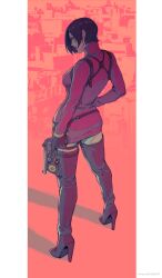 1girls ada_wong ass boots breasts female female_focus female_only firearm high_heel_boots high_heels kasai_x3 lejeanx3 muscular muscular_female pistol resident_evil sideboob sweater thick_ass tight_clothing tight_fit turtleneck turtleneck_sweater weapon