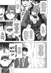 1boy 1girls ahe_gao cat_ears cat_girl cheshire_cat cheshire_cat's_welcome_to_wonderland cheshire_cat_(monster_girl_encyclopedia) comic doujin english_text mind_break monochrome monster_girl_encyclopedia tagme text