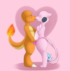 2012 2_tails anthro anthro_on_anthro biped blush bulge charmander claws closed_eyes clothed clothed_anthro clothed_male clothing crotch_grab dandycandy digital_media_(artwork) digitigrade dragonair dragonchu_(character) duo face_to_face fan_character fire flaming_tail fur generation_1_pokemon green_eyes grope heart_symbol hybrid imminent_kiss legendary_pokemon looking_at_another looking_at_partner male male/male mew_(pokemon) multi_tail multicolored_body multicolored_fur multicolored_tail nintendo nude nude_anthro nude_male open_mouth orange_body orange_nose orange_tail panties pikachu pink_background pink_body pink_clothing pink_fur pink_nose pink_panties pink_tail pink_underwear pokemon pokemon_(species) red_tongue semi-anthro simple_background snout standing tail tan_body tan_tail toe_claws tongue tongue_out two_tone_body two_tone_fur two_tone_tail underwear white_body white_fur