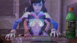 1boy 1girls 3d animated bodysuit bouncing_breasts breasts clothed_sex computer d.va female front_view girl_on_top no_sound open_clothes open_mouth overwatch playing reverse_cowgirl_position riding sex sitting_on_person source_filmmaker straight vaporsfm video