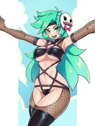1girls arm_above_head arm_up armpit armpit_crease armpit_peek armpits bare_armpits bare_belly bare_midriff bare_navel bare_shoulders bare_skin belly belly_button bewitching_thighs big_breasts bikini bikini_bottom bikini_top black_bikini black_bikini_bottom black_bikini_top black_legwear black_stockings black_string_bikini black_swimsuit black_swimwear black_thigh_highs black_thighhighs breasts busty busty_female busty_girl character_request child_bearing_hips collarbone commission commission_art copyright_request curvaceous curvaceous_body curvaceous_female curvaceous_figure curvaceous_hips curvaceous_thighs curvy curvy_body curvy_female curvy_figure curvy_hips curvy_thighs digital_drawing digital_media elbows exposed_armpits exposed_belly exposed_midriff exposed_navel exposed_shoulders exposed_skin female female_focus female_only fertile_hips green_eyes green_eyes_female green_hair green_hair_female green_lips green_lipstick groin hairless_armpits hand_above_head hand_up high_resolution highres hourglass_figure large_breasts latex_legwear latex_stockings latex_thigh_highs latex_thighhighs lean_figure legwear lips lipstick long_hair looking_at_viewer mask midriff narrow_waist navel oninuer open_mouth open_mouth_smile parted_bangs parted_lips shaved_armpits shoulders simple_background slender_body slender_waist slim_waist solo standing stockings string_bikini swimsuit swimwear thick_thighs thigh_highs thighhighs thighs tongue upper_body upper_teeth white_background wide_hips