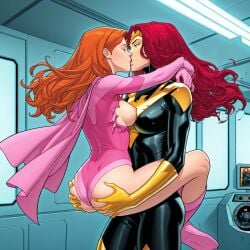 adultery ai_generated animated atom_eve female group_sex invincible_(comics) jean_grey kiss kissing marvel marvel_comics nudity samantha_eve_wilkins x-men
