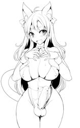 1futa balls big_breasts bimbo breasts bulge busty cat_ears cat_tail catgirls cleavage erection erection_under_clothes futa_only futanari intersex large_breasts long_hair monochrome nipple_bulge original penis penis_under_clothes penis_under_leotard solo solo_futa testicles ubanis voluptuous wrist_cuffs