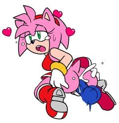 amy_rose anal cum cum_in_anus cum_in_ass cum_inside gloves green_eyes hairband no_panties penis pink_fur red_boots red_dress sega sonic_(series) sonic_the_hedgehog tail tan_fur watatanza