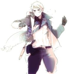 axis_powers_hetalia clothing_ripping himaruya_hidekaz manga official_art prussia_(hetalia) ripped_clothing