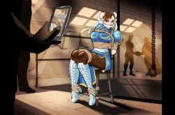 bondage bound_to_chair chun-li cleave_gag hostage peril street_fighter