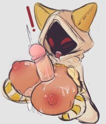 2nuki animal_humanoid arc_system_works areola blazblue blush bodily_fluids breast_play breasts cat_humanoid cum disembodied_penis ejaculation erection felid felid_humanoid feline feline_humanoid female genital_fluids genitals hi_res humanoid kaka_(blazblue) male male/female mammal mammal_humanoid nipples open_mouth penis sex simple_background solo_focus taokaka titjob white_background