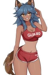 1girls animal_ear_fluff animal_ears animal_tail arm_up bare_armpits bare_arms bare_belly bare_chest bare_hands bare_hips bare_legs bare_navel bare_shoulders bare_skin bare_thighs belly belly_button bikini_tan blue_eyebrows blue_hair blue_hair_female breasts brown-skinned_female brown_skin brown_skinned_female buruma busty busty_female busty_girl character_request cleavage collarbone commission commission_art copyright_request curvaceous curvaceous_body curvaceous_female curvaceous_figure curvaceous_hips curvy curvy_body curvy_female curvy_figure curvy_hips digital_drawing digital_media elbows exposed_armpits exposed_arms exposed_belly exposed_chest exposed_hips exposed_legs exposed_navel exposed_shoulders exposed_skin exposed_thighs female female_focus female_only fingernails fingers groin hair_between_eyes hand_up high_resolution highres hourglass_figure lean_figure lips long_hair looking_at_viewer medium_breasts midriff mole mole_on_breast mole_under_eye narrow_waist navel oninuer parted_lips red_buruma red_sports_bikini red_sports_bra shoulders simple_background slender_body slender_waist slim_waist smile smiley_face smiling smiling_at_viewer solo sports_bikini sports_bra sports_shorts standing swimsuit_tan tan tan_body tan_chest tan_line tan_lines tan_skin tan_skinned_female tanned tanned_breasts tanned_skin thick_thighs thighs upper_body white_background wide_hips yellow_eyes yellow_eyes_female