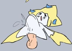 anal anal_sex anthro balls bodily_fluids darkpatito digital_media_(artwork) duo erection female female_penetrated generation_3_pokemon genital_fluids genitals human humanoid jirachi legendary_pokemon male male/female male_penetrating male_penetrating_female mammal nintendo open_mouth penetration penis pokemon pokemon_(species) ridiculous_fit sex simple_background size_difference stomach_bulge