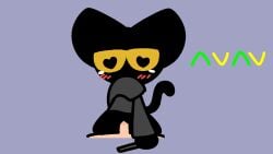 16:9 anthro black_body black_fur black_tail clothing felid feline female fur google google_doodle heart-shaped_pupils human kb545 magic_cat_academy male male/female mammal momo_(google) pussy sex simple_background solo tail vaginal_penetration widescreen