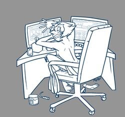 1girls anal_beads blush cartoon_network caught caught_in_the_act chair computer embarrassed female female_only from_behind gem_(species) nude pearl_(steven_universe) pussy pussy_juice simple_background sitting sketch solo steven_universe watching_porn