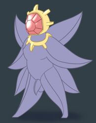 1boy anthro anthro_only anthrofied barefoot flaccid gem jewelry male male_only marine multi_arm multi_limb necklace nintendo nude penis pokemon posexe purple_skin simple_background solo standing starfish starmie tentacle testicles video_games