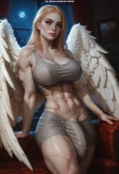 aasimar abs ai_generated angel angel_wings baldur's_gate_3 big_breasts big_bulge big_penis blonde_hair bulge bulge_through_clothing cock_bulge couch dame_aylin dickgirl dickgirl_only dominant_futanari futa_focus futa_only futanari huge_cock leaning_back looking_at_viewer moon moonlight muscles muscular muscular_arms muscular_futanari muscular_thighs nayvenn night penis_clothing scars self_upload shorts stable_diffusion wings