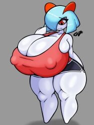 1girls blue_hair breasts dat_ass fat_ass female grapejuicerulez huge_ass huge_breasts kirlia massive_breasts pokemon pokemon_(species) red_eyes red_shirt shiny_kirlia shiny_pokemon tagme wide_hips