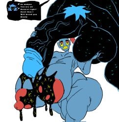 anonymous_artist big_breasts big_penis bird black_cum breasts furry futanari gynomorph/female intersex martlet_(zenith_form) penis tasteofchoklit_(edit) undertale_(series) undertale_yellow undyne