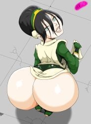 an_absolute_monster_of_an_ass avatar_the_last_airbender bandit barefoot barefoot_sandals big_ass big_booty big_butt black_hair blind blind_bandit blind_eye blind_girl bottom_heavy bottomless bottomless_shoes cock_tease cock_teasing concrete concrete_floor cracked_ground cuffs dress dress_lift dress_lifting dumptruck_ass dumptruck_butt earthbender earthbending fat_ass fat_booty fat_butt gloved_hands gloves gray_background green_shirt grey_background hair_in_bun hair_in_face hair_ornament headband henpie huge_ass huge_booty huge_butt leather_cuffs lewd lewd_expression lifting_skirt looking_at_viewer looking_back looking_pleased looking_up mega_ass pink_lips pink_lipstick pleased pleased_expression pleased_face shortstack smiling smiling_at_viewer tan_dress tan_skirt tease teasing teasing_viewer teasing_with_butt teeth_showing toph_bei_fong