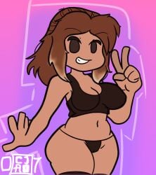 1girls big_breasts big_thighs breasts brown_skin cjao_07 female lenceria long_hair long_socks peace_sign roblox roblox_avatar robloxian self_upload smiling tagme