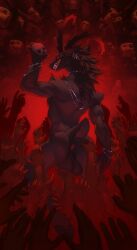 2025 absurd_res ambiguous_gender anthro anthro_focus anus ass back_muscles backsack ball_fondling balls big_balls big_butt bone bovid bracelet butt_grab caprine caprine_demon claws colored_claws demon detailed_background disembodied_hand ear_piercing ear_ring fondling fur genitals goat goat_demon group hand_on_balls hand_on_butt hand_on_leg hand_on_thigh hell hi_res holding_object holding_skull hooves horn humanoid humanoid_on_anthro idrysse3 jewelry leg_grab male male/ambiguous male_focus mammal muscular muscular_anthro muscular_male nails necklace nude occult_symbol open_mouth open_smile pentagram perineum piercing reaching rear_view red_background red_sclera ring_piercing saggy_balls simple_background skull smile solo_focus standing symbol teeth thick_thighs thigh_grab tuft
