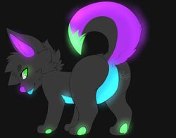 all_fours ambiguous_gender anus ass black_fur blue_fur canine cute feral fur glowing green_eyes konoeikreations looking_at_viewer looking_back mammal presenting presenting_hindquarters purple_nose raised_tail rear_view solo tongue tongue_out wolf