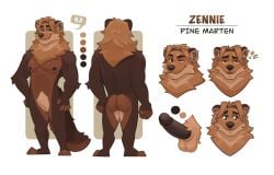 anthro digital_media_(artwork) erection genitals gulonine looking_at_viewer male mammal marten model_sheet mustelid musteline nude nude_anthro nude_male penis pine_(disambiguation) pine_marten reference_image simple_background solo tail venkpng white_background