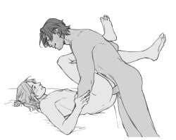 anal_sex final_fantasy final_fantasy_xv gay greyscale kaciart male noctis_lucis_caelum nude penis prompto_argentum sex square_enix