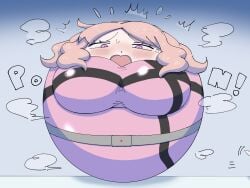 blush blush_lines inflation pink snow sphere spherical_breasts spherical_inflation sweatdrop tabasuko_(artist) tagme transformation