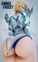 3d ass ass_focus big_ass big_breasts blonde_female blonde_hair blue_eyes blue_lipstick blue_nails bob_cut breasts bubble_butt dat_ass emma_frost emma_frost_(marvel_rivals) female marvel marvel_comics marvel_rivals snoopz thick_thighs white_queen wide_hips x-men