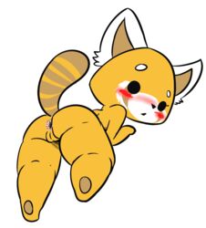 1girls aggressive_retsuko aggretsuko anthro anus ass blush female female_focus female_only fur furry furry_only innie_pussy looking_back mammal naked nude pussy rear_view red_panda retsuko sanrio smooth_skin solo solo_female tail thick_thighs thighs vono