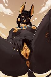 anthro anubis anus ass bangs black_fur black_hair breasts breasts_out cat_ears cat_eyes cat_girl cat_humanoid cat_tail catgirl clitoris cloud clouds egyptian egyptian_cat egyptian_female egyptian_mythology feline feline_humanoid female fingernail_polish fingernails fingers furry hair hairy_pussy heart_symbol hearts_around_head hyacihyaci nail_polish nails nails_painted nipples pubic_hair pussy short_hair sky straight_hair sweatdrop tongue tongue_out under_view underneath_view yellow_anus yellow_fingernails yellow_nail_polish yellow_nails yellow_nipples yellow_pussy yellow_sclera yellow_tongue