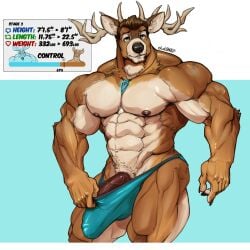 5_fingers abs anthro antlers areola arm_tuft barazoku barely_contained barely_contained_penis beard biceps big_bulge big_muscles big_pecs big_penis biped black_nose blue_background blue_clothing blue_eyes blue_underwear body_size_growth brown_areola brown_beard brown_body brown_eyes brown_facial_hair brown_fur brown_hair brown_nipples brown_penis brown_spots brown_tuft bulge closed_smile clothed clothed_anthro clothed_male clothing countershade_arms countershade_fur countershade_legs countershade_torso countershading deer deltoids detailed_bulge digital_drawing_(artwork) digital_media_(artwork) elbow_tuft english_text erection expansion eyebrows facial_hair fingers fur genital_expansion genital_outline genitals glowing glowing_jewelry glowing_necklace growth hair holding_clothing holding_object holding_underwear horn huge_bulge huge_cock huge_muscles humanoid_hands imperial_unit inner_ear_fluff jewelry male male_anthro mammal manly markings measurements mouth_closed multicolored_body multicolored_eyes multicolored_fur muscle_growth muscular muscular_anthro muscular_male navel necklace nipples number oldshep pecs penis penis_expansion penis_outline portrait pubes quads sam_(oldshep) serratus shaded signature simple_background size_transformation smile solo spots spotted_body spotted_fur standing tan_body tan_countershading tan_fur tan_inner_ear tan_pubes tenting text three-quarter_portrait three-quarter_view topless topless_anthro topless_male transformation trapezius triceps tuft underwear underwear_only vein veiny_muscles veiny_penis white_background