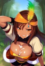 breasts cum_on_breasts cum_on_face dark-skinned_female female final_fantasy_ix girl lani smug