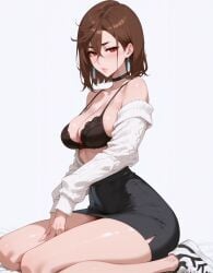 1girls ai_generated ayase_momo brown_hair dandadan female lewdwaifulaifu looking_at_viewer slim_waist