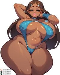 1girls ai_generated avatar_the_last_airbender bikini breasts dark-skinned_female dark_skin female female_focus female_only katara large_breasts lips mole mole_under_eye rocksolidart solo swimsuit thick_lips thick_thighs thighs wide_hips