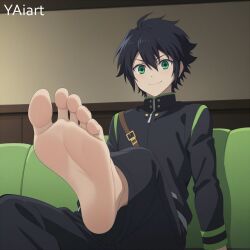 ai_generated barefoot foot_fetish foot_focus gay hyakuya_yuuichirou male male_only owari_no_seraph yaiart yaoi