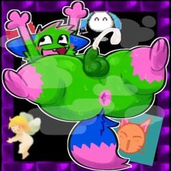2025 animated anthro ass balls big_butt blue_body blue_fur blush blush_lines bodily_fluids cheek_tuft dipstick_tail domestic_cat don't_touch_my_pizza_(meme) ejaculation english_description facial_tuft fangs felid feline felis fur genitals green_body green_fur kevin_(nyanwolf) male mammal markings meme multicolored_body multicolored_fur open_mouth penis pink_body pink_fur pknoel small_penis smile solo sparklefur sweat sweaty_balls sweaty_butt sweaty_genitalia tail tail_markings teeth tuft