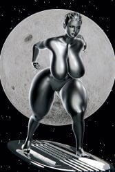 1girls 3d big_breasts breasts fantastic_four female huge_breasts marvel mrvector_3d pussy silver_hair silver_surfer solo