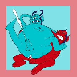 absurd_res alien anal anal_orgasm anal_sex antennae_(anatomy) ass balls big_nose blue_body blue_skin bob-jiggles bodily_fluids cartoon_network clenched_teeth cum cum_in_ass cum_inside cum_while_penetrated cumshot duo ejaculation erection fangs genital_fluids genitals hand_behind_head hand_behind_neck hand_behind_own_head hand_on_belly hand_on_leg hand_on_thigh hands-free hi_res humanoid humanoid_genitalia humanoid_on_humanoid humanoid_penetrated humanoid_penetrating humanoid_penetrating_humanoid humanoid_penis humanoid_pointy_ears looking_pleasured male male/male male_on_bottom male_on_top male_penetrated male_penetrating male_penetrating_male mask moobs narrowed_eyes nipples not_furry on_bottom on_top open_mouth orgasm overweight overweight_humanoid overweight_male penetration penis pointy_ears red_body red_skin reverse_cowgirl_position sex sharp_teeth simple_background space_minions_(uncle_grandpa) spread_legs spreading teeth uncle_grandpa