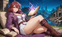 ai_generated brown_hair nail_polish oc painted_nails purple_eyes purple_nails self_upload short_hair tagme