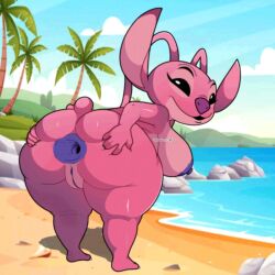 alien anal_invitation angel_(lilo_and_stitch) ass_focus disney disney_channel experiment_(lilo_and_stitch) gaping imminent_anal lilo_and_stitch pink_skin purple_anus thick_ass thick_thighs